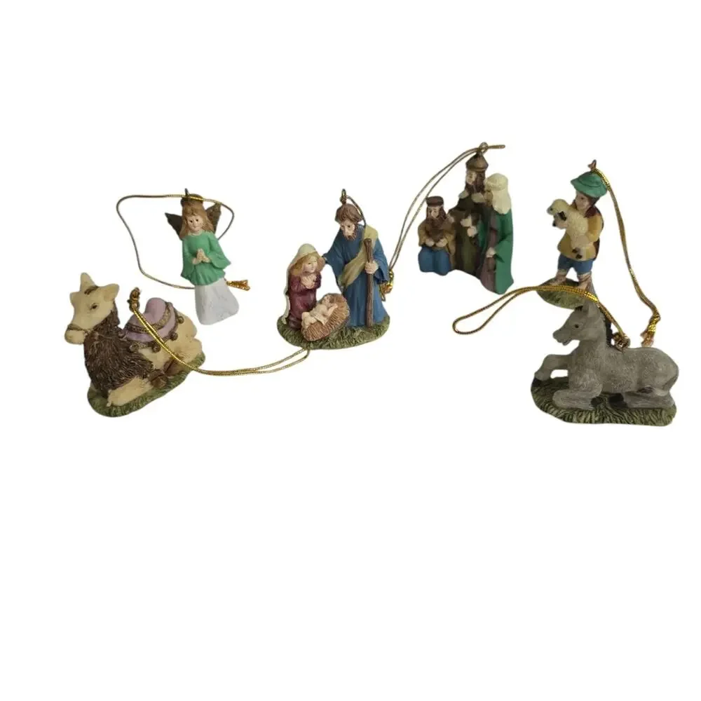 Nativity Christmas Ornament Set Resin Holy Family Wise Men Angel Camel Donkey